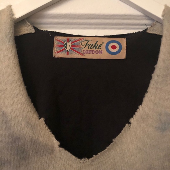 Cashmere/faux leather top by Fake London - Picture 3 of 3